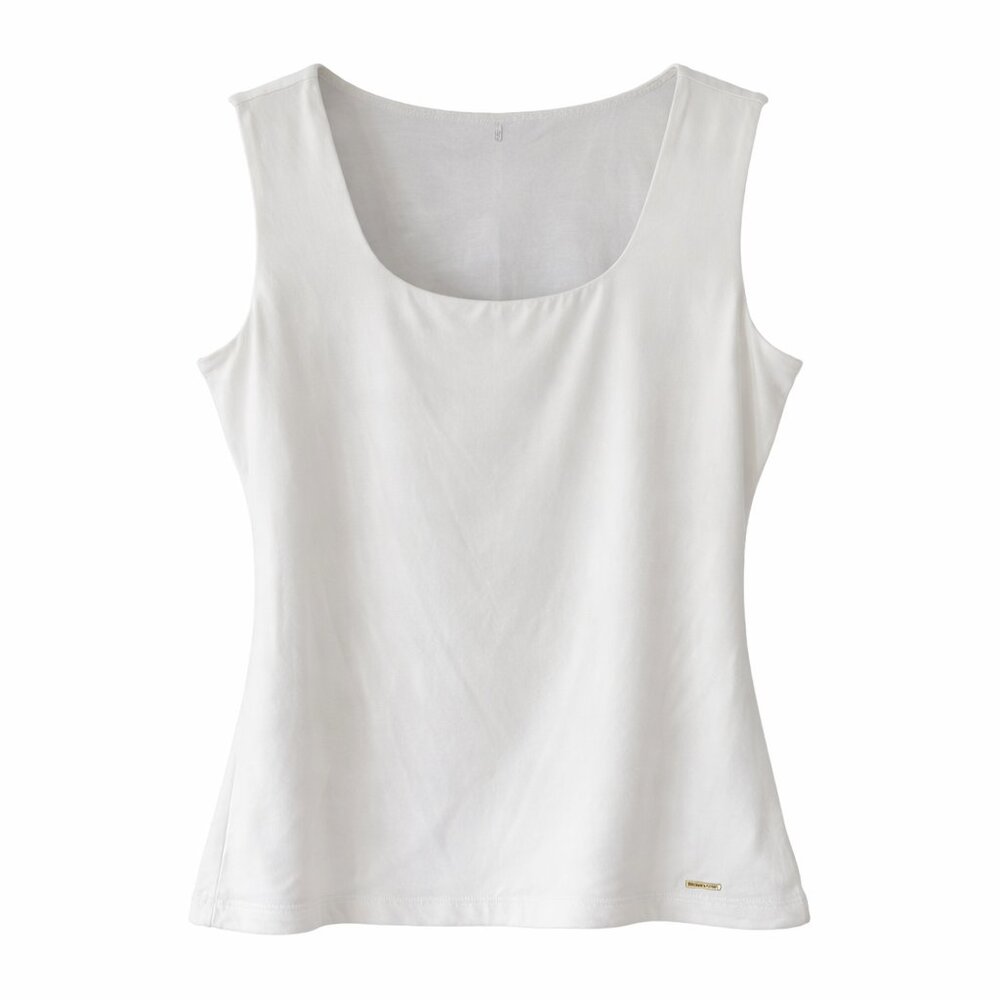 Calvin Klein Ivory Scoop Neck Tank Top Fitted Shell Minimal Size S